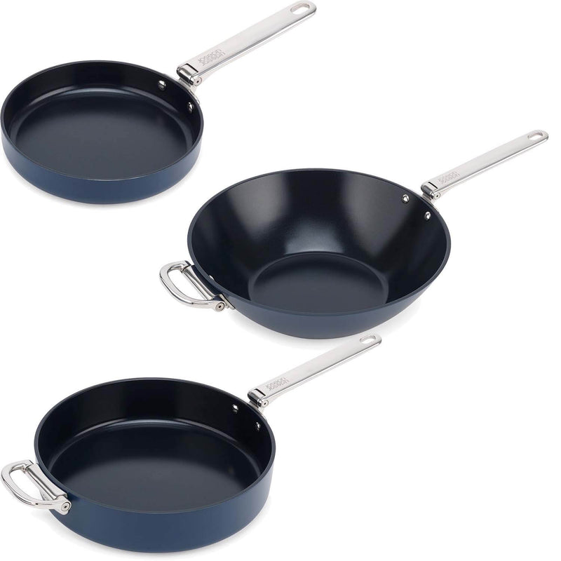 Joseph Joseph Space Folding Handle 3-Piece Pan Set - Midnight Blue