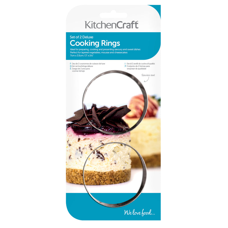 KitchenCraft Set Of 2 Stainless Steel Cooking Rings - 7cm x 3.5cm