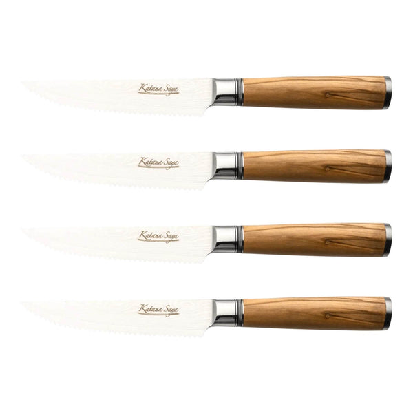 Katana Saya Olivewood 4-Piece Steak Knife Set