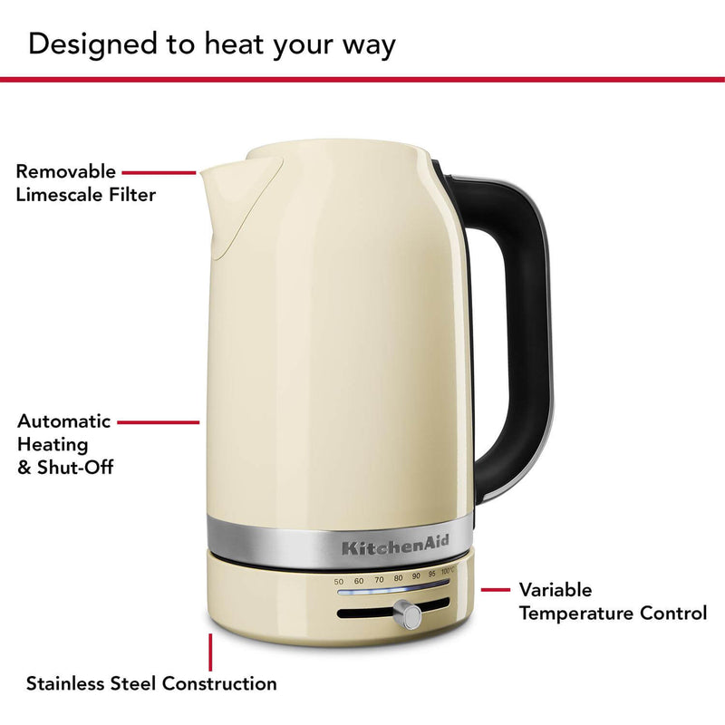 KitchenAid Variable Temperature 5KEK1701BAC 1.7 Litre Kettle - Almond Cream