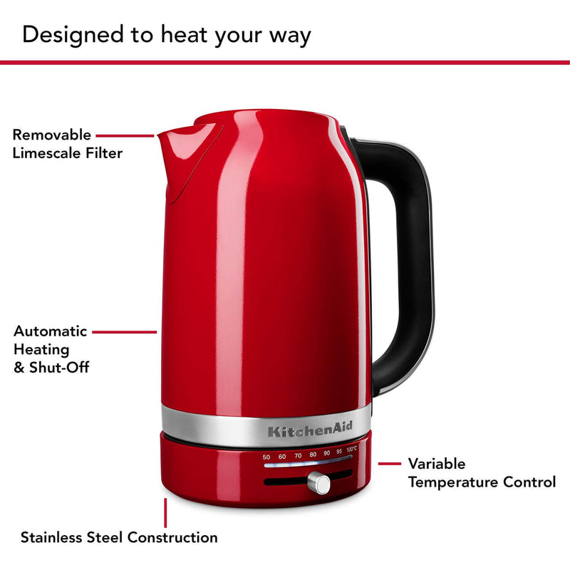 KitchenAid Variable Temperature 5KEK1701BER 1.7 Litre Kettle - Empire Red