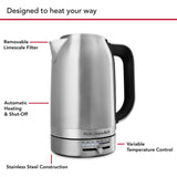 KitchenAid Variable Temperature KEK1701BSX 1.7 Litre Kettle - Brushed Stainless Steel