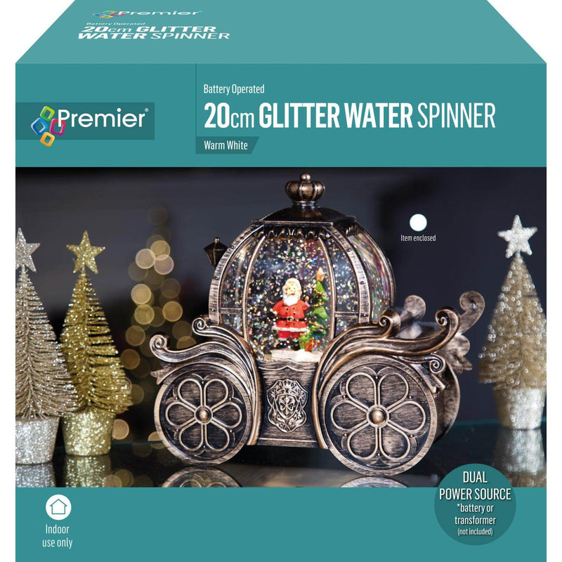 Premier Christmas 20cm Carriage Glitter Water Spinner - Assorted