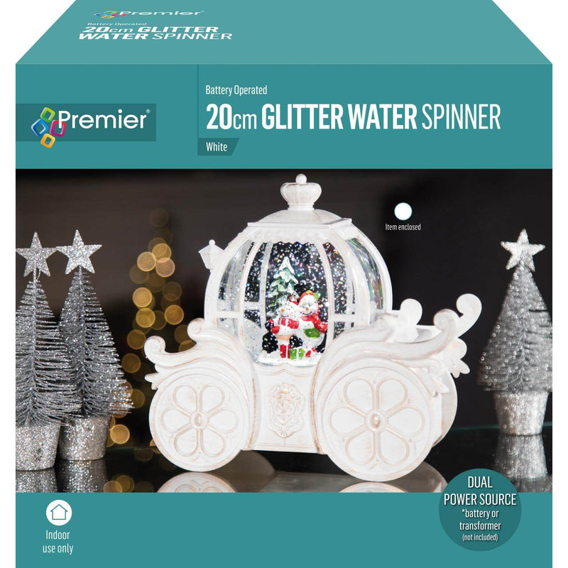 Premier Christmas 20cm Carriage Glitter Water Spinner - Assorted