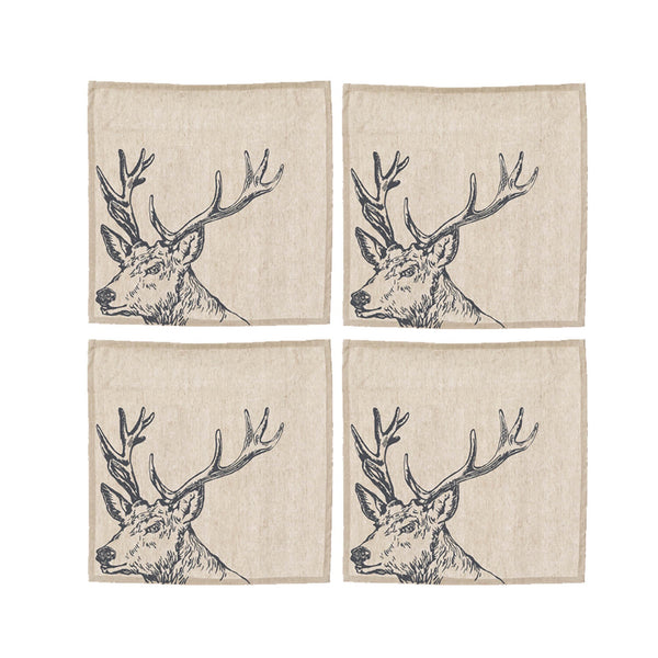 Selbrae House Set of 4 Linen Napkins - Stag