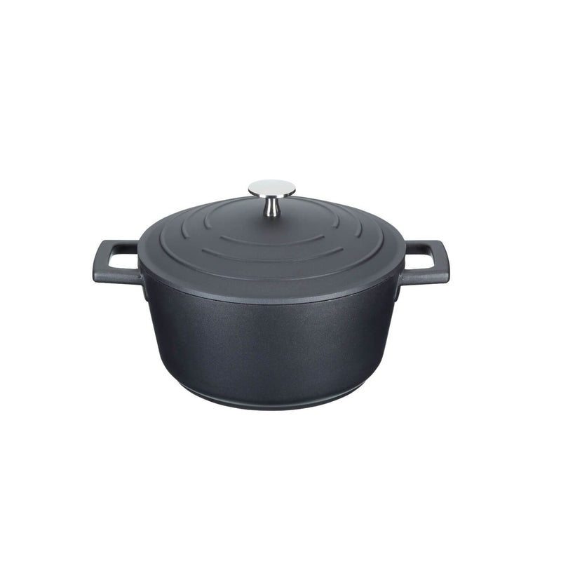 Masterclass Cast Aluminium 20cm Lightweight Round Casserole Dish - Black