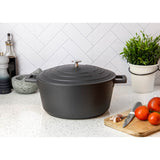 Masterclass Cast Aluminium 28cm Lightweight Round Casserole Dish - Black