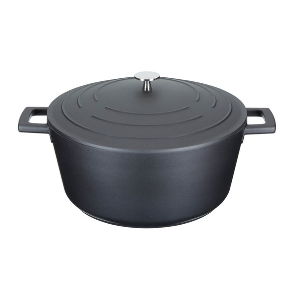 Masterclass Cast Aluminium 28cm Lightweight Round Casserole Dish - Black