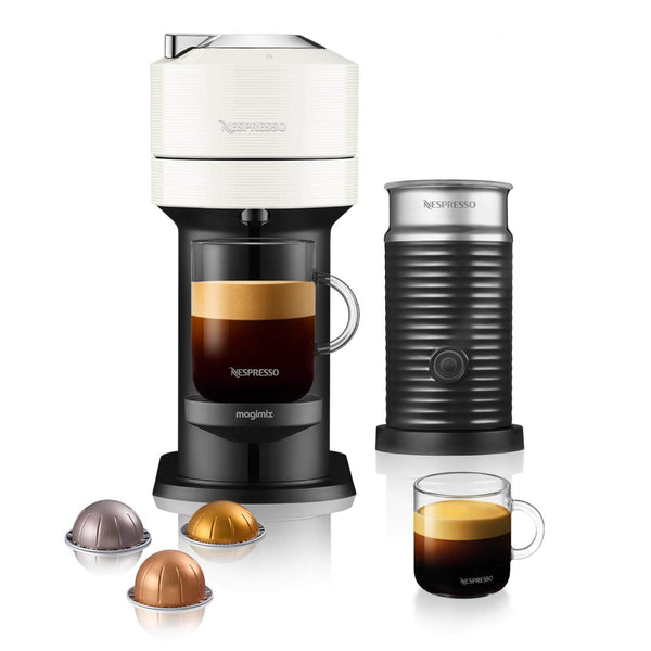 Magimix 11710 Nespresso Vertuo Next Coffee Machine + Aeroccino Milk Frother - White