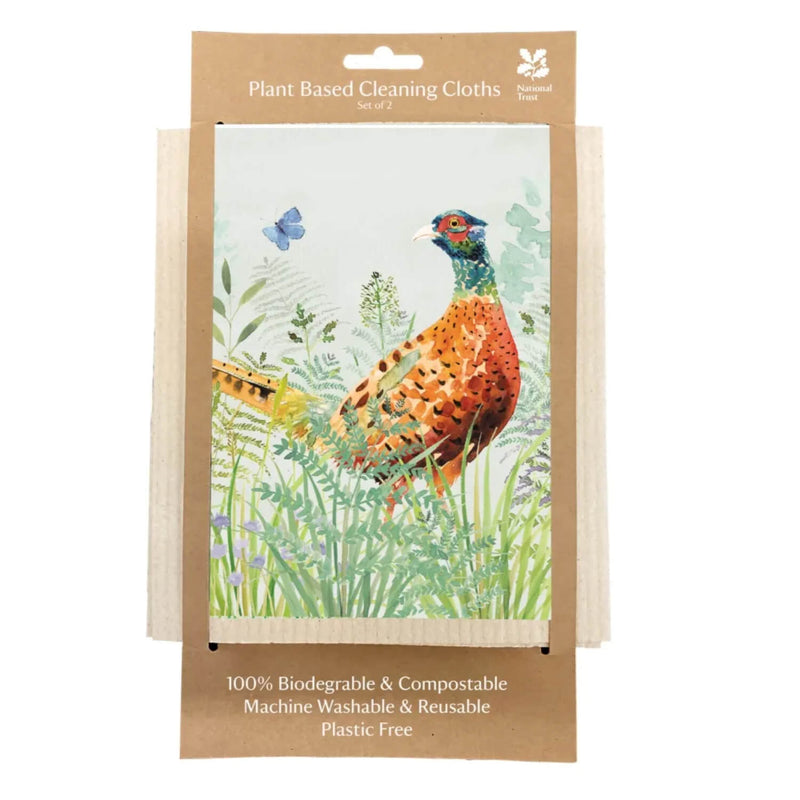 National Trust Plant Based Set Of 2 Cleaning Cloths - Pheasant