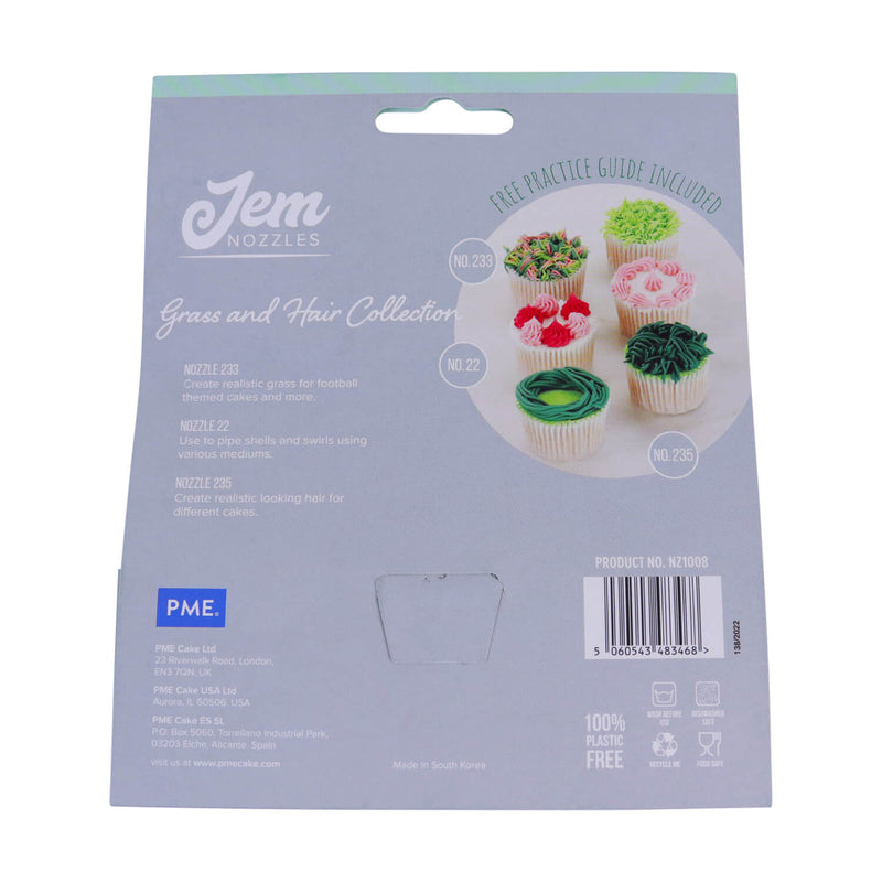 JEM Set of 3 Icing Nozzles - Grass & Hair Collection