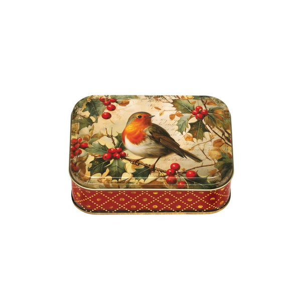 Christmas Small Rectangular Tin - Robin