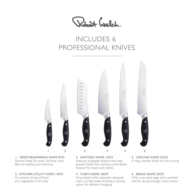 Robert Welch Professional V Angle 7 Piece Kitchen Knife Block Set