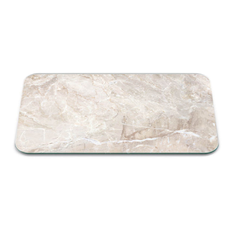 Stow Green 50cm x 30cm Glass Trivet - Beige Marble