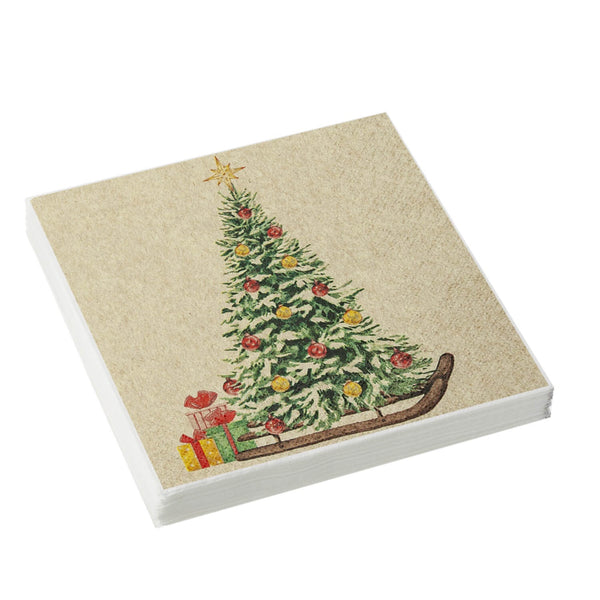 Stow Green 3-Ply Pack Of 20 Napkins - Tree On A Sled