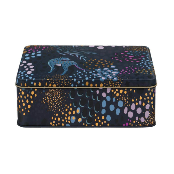 Sara Miller London Deep Rectangular Tin - Midnight Leopard