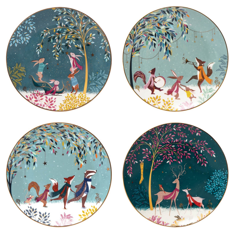 Sara Miller London Woodland Tales Cake Plates - Set Of 4