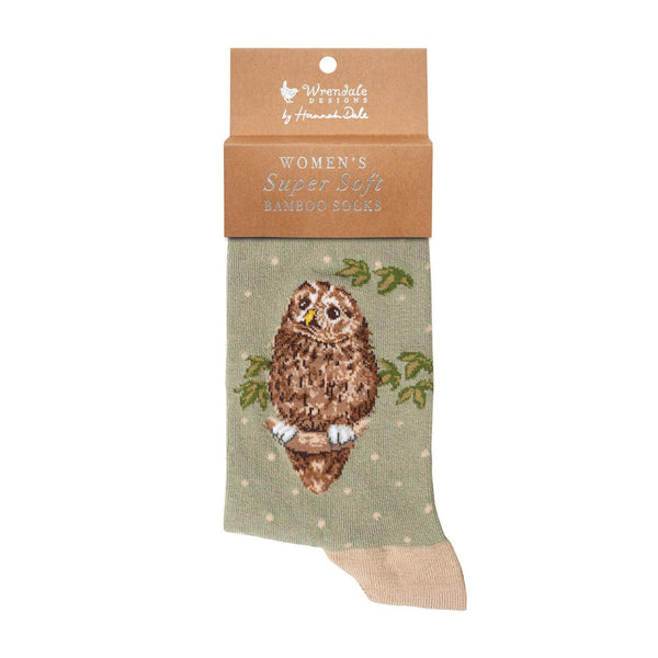 Wrendale Designs by Hannah Dale Ladies Bamboo Socks - Treetops - Owl