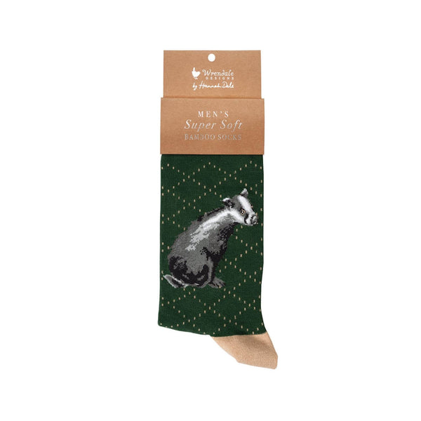 Wrendale Designs by Hannah Dale Mens Bamboo Socks - A Country Gent - Badger