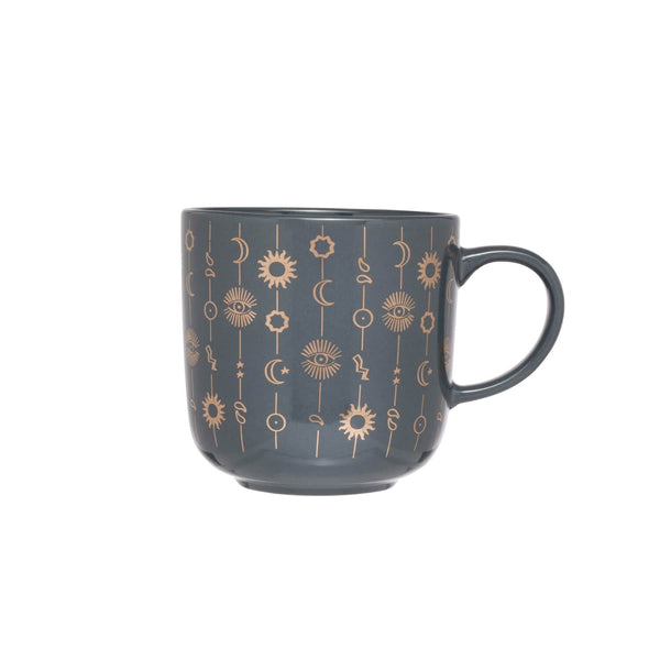 Siip Mystical Symbols Stoneware 420ml Mug - Navy