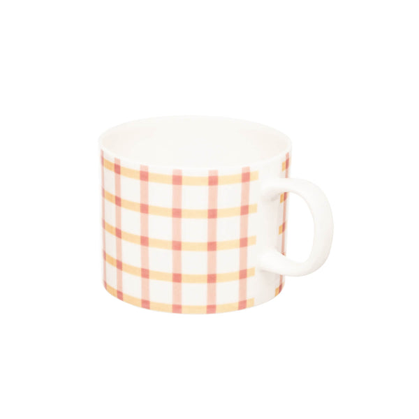 Siip Gingham Short China 300ml Mug - Pink