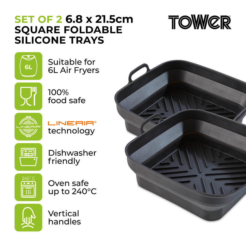 Tower Air Fryer Square Foldable Trays - Pack of 2