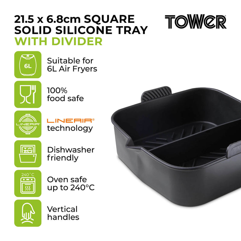 Tower Air Fryer Square Solid Tray with Divider