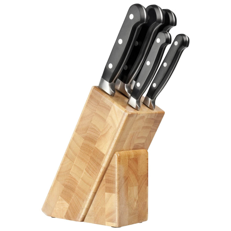 Taylor's Eye Witness 5-Piece Kitchen Knife & Endgrain Rubberwood Knife Block Set