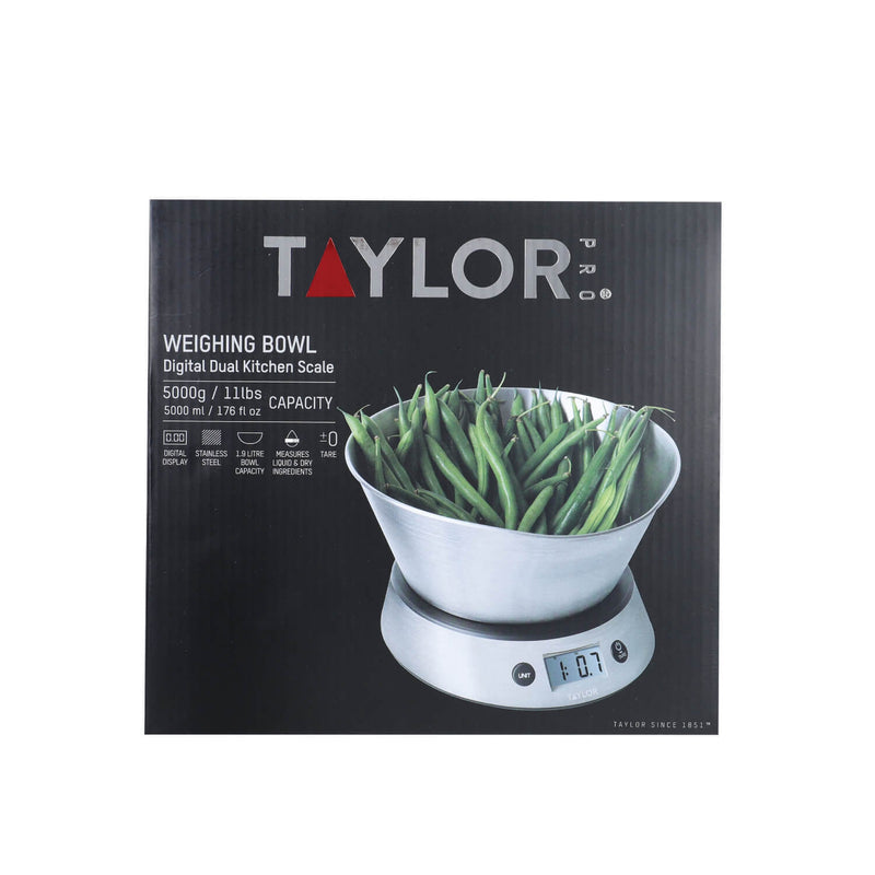 Taylor Pro Stainless Steel 5kg Weighing Bowl Digital Scale