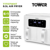 Tower T17137WHT Vortx 8.5L Dual Basket Digital Air Fryer - White