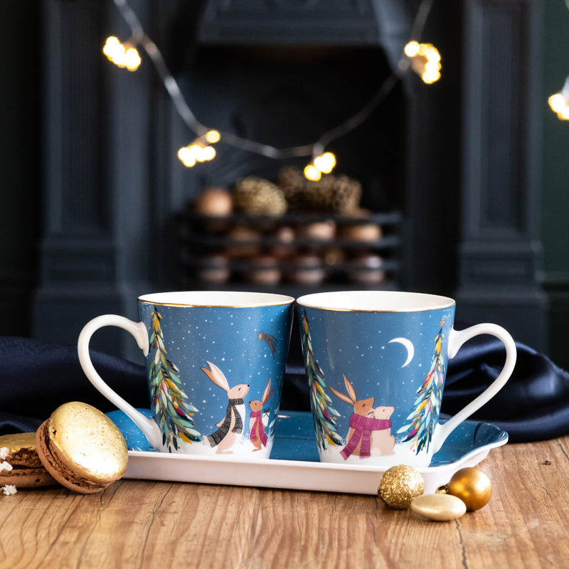 Sara Miller London Woodland Tales Mug & Tray Set - French Blue