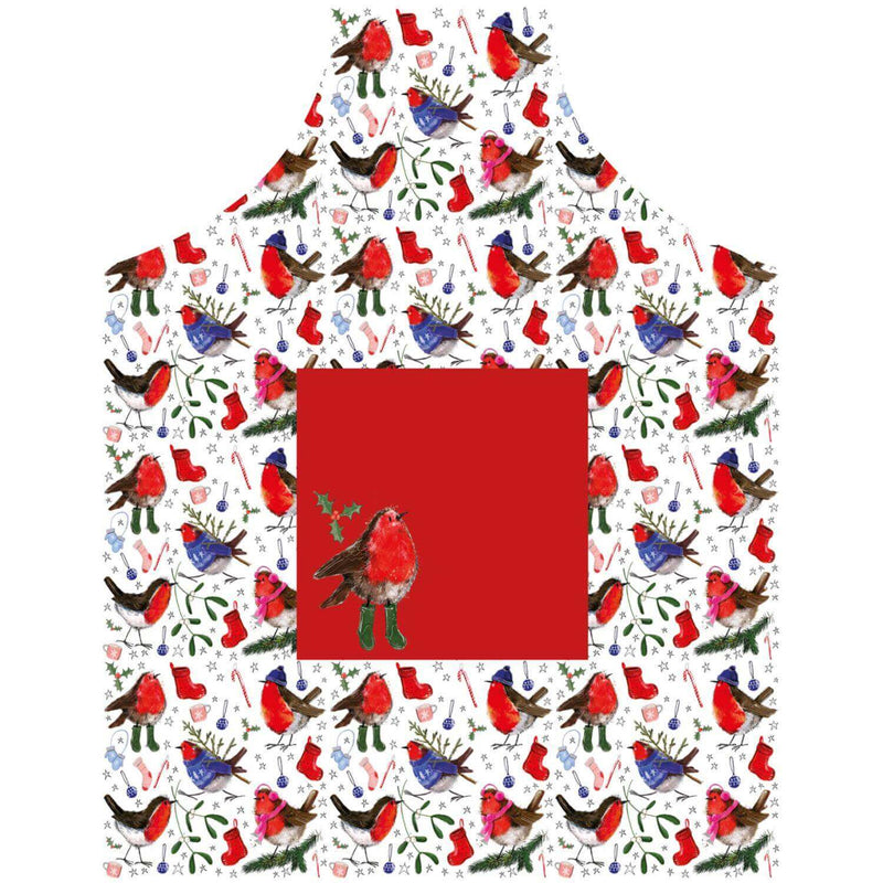 Alex Clark Christmas 100% Cotton Apron - Festive Robins