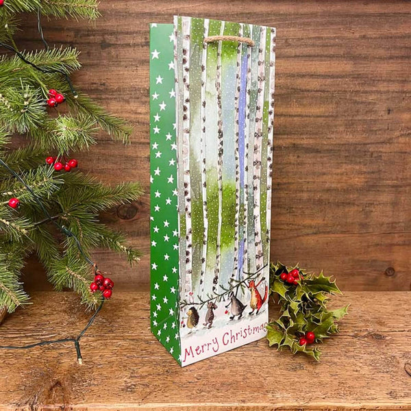 Alex Clark Christmas Bottle Gift Bag - Woodland Friends