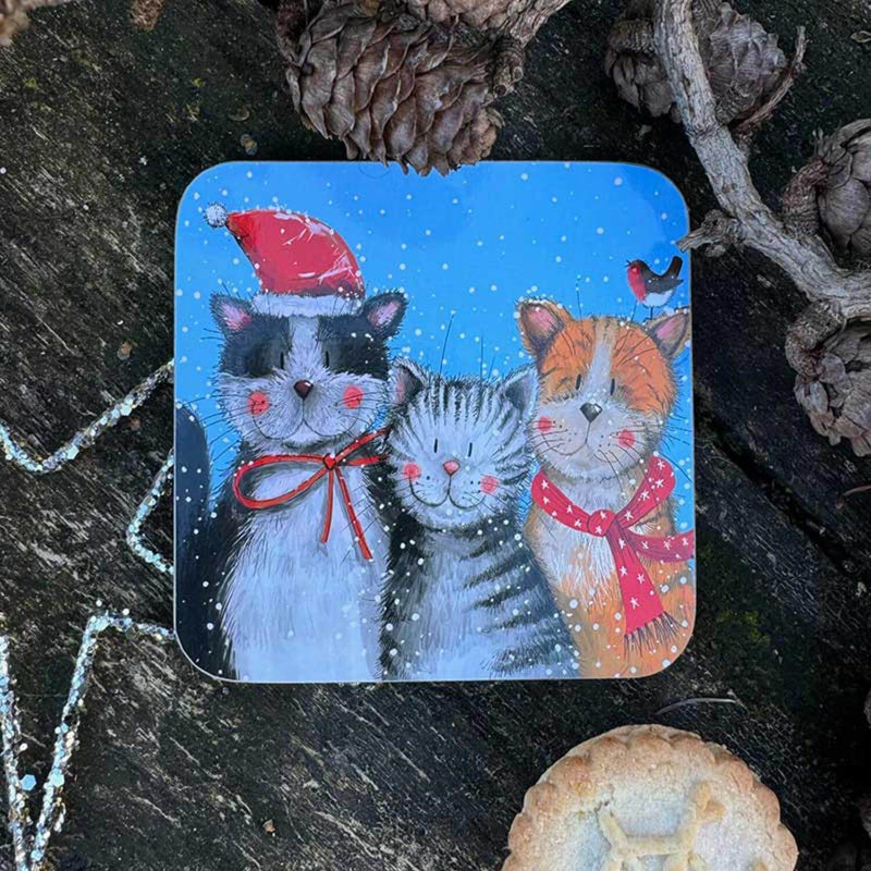 Alex Clark Christmas Coaster - Festive Cats