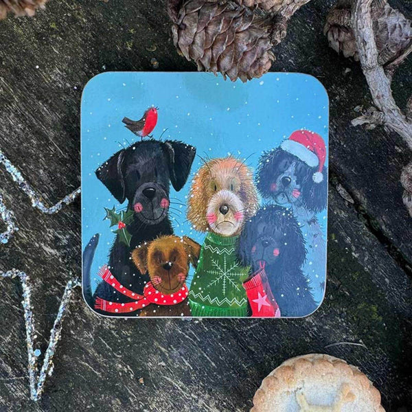 Alex Clark Christmas Coaster - Festive Dogs