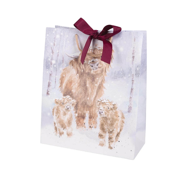 Wrendale Designs by Hannah Dale Large Christmas Gift Bag - Highland Cow