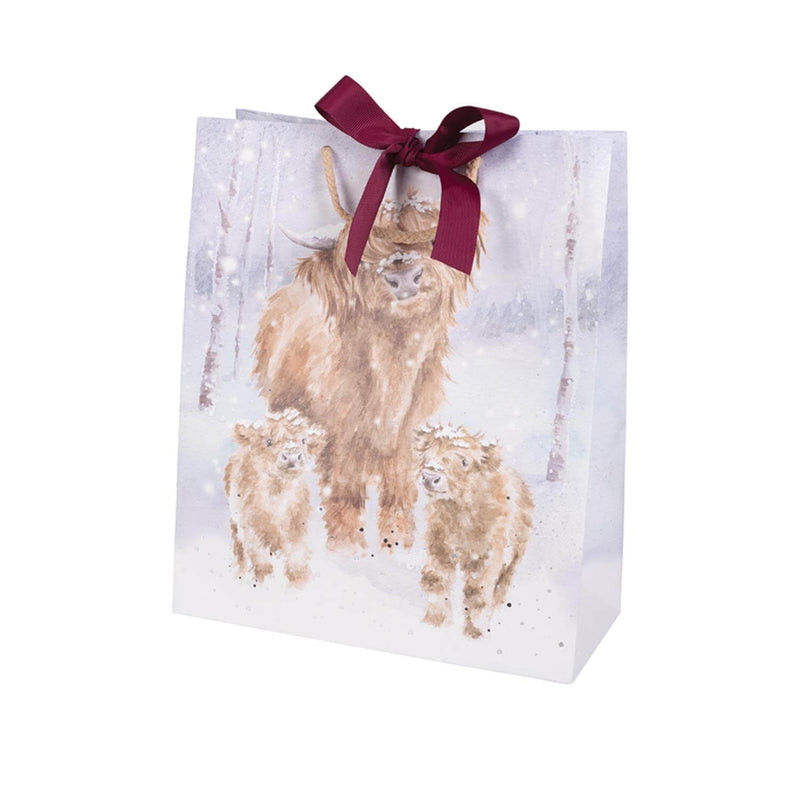 Wrendale Designs by Hannah Dale Large Christmas Gift Bag - Highland Cow