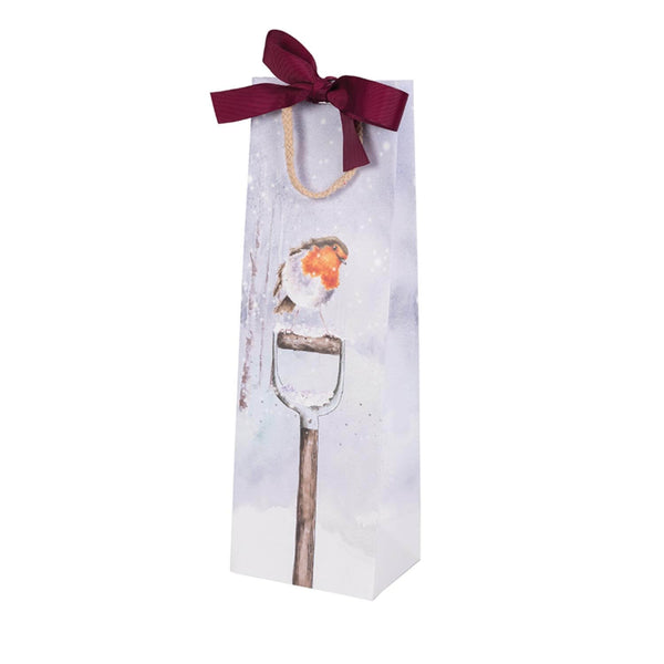 Wrendale Designs by Hannah Dale Christmas Bottle Gift Bag - A Little Red Robin