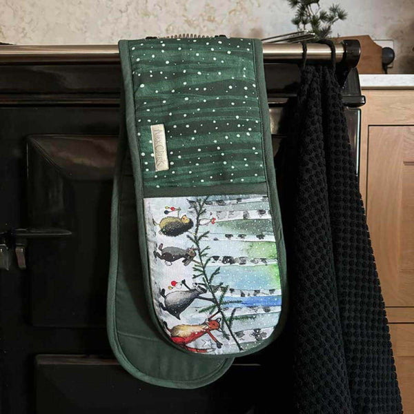 Alex Clark Christmas Cotton Double Oven Gloves - Festive Forest