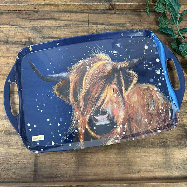 Alex Clark Christmas Large Tray - Highland Cow