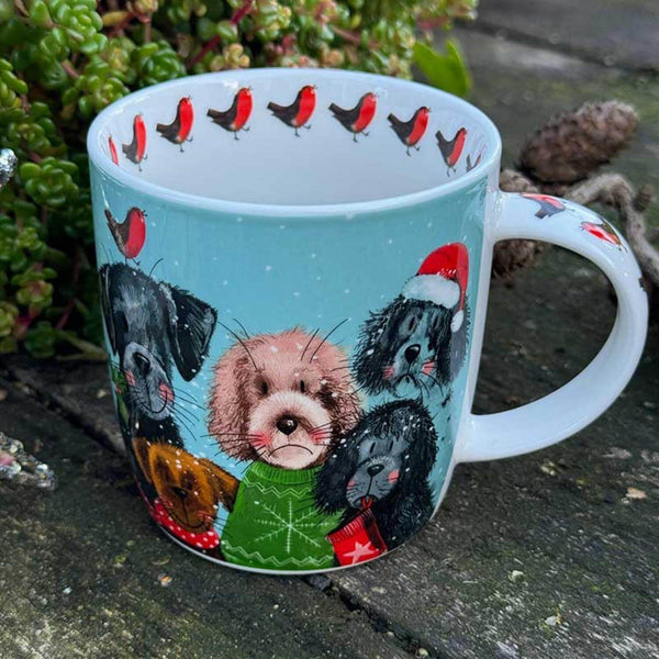 Alex Clark Christmas 400ml China Mug - Festive Dogs