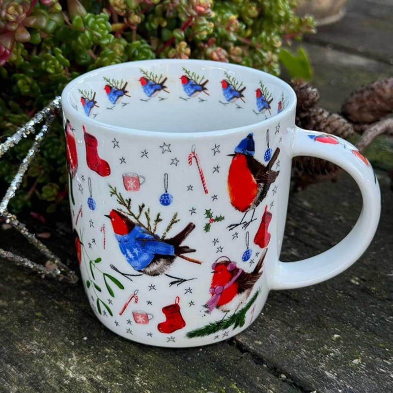 Alex Clark Christmas 400ml China Mug - Festive Robins