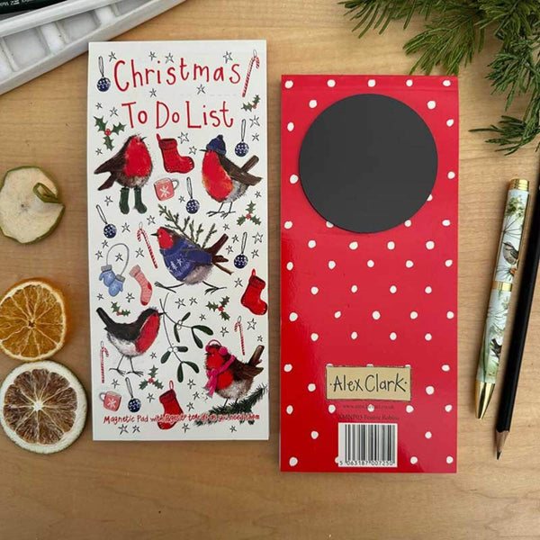 Alex Clark Christmas Magnetic To Do List - Festive Robins