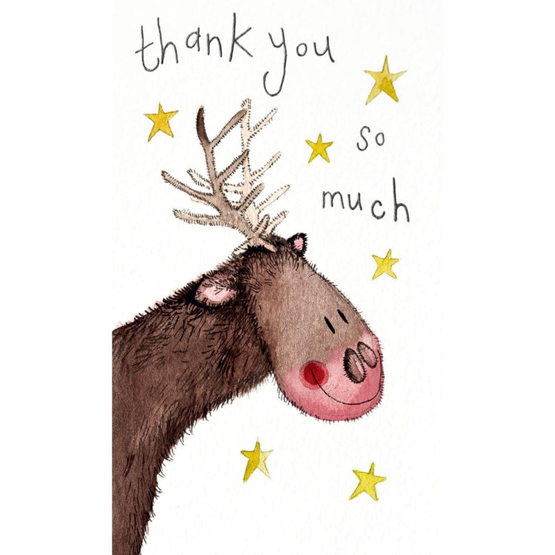 Alex Clark Christmas Pack of 5 Thank You Notelets - Reindeer