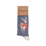 Wrendale Designs Mens Christmas Bamboo Socks One Size 7-11 - All Wrapped Up - Donkey