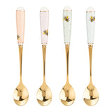 Yvonne Ellen Set of 4 Teaspoons With China Handles - Bee