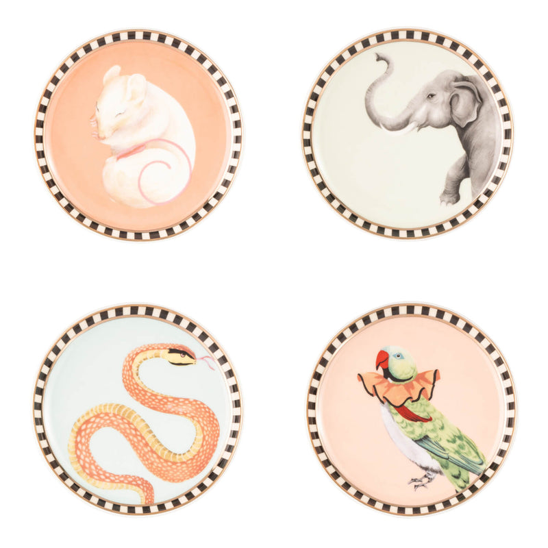 Yvonne Ellen Fine China 4-Piece Coaster Set - Animal