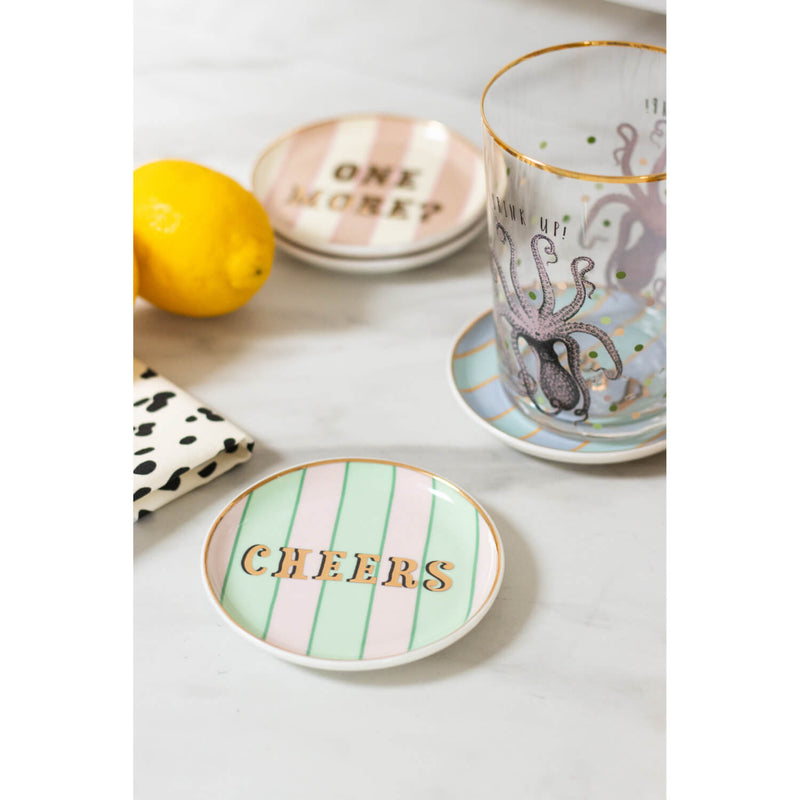 Yvonne Ellen Fine China 4-Piece Coaster Set - Slogan