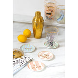 Yvonne Ellen Fine China 4-Piece Coaster Set - Slogan