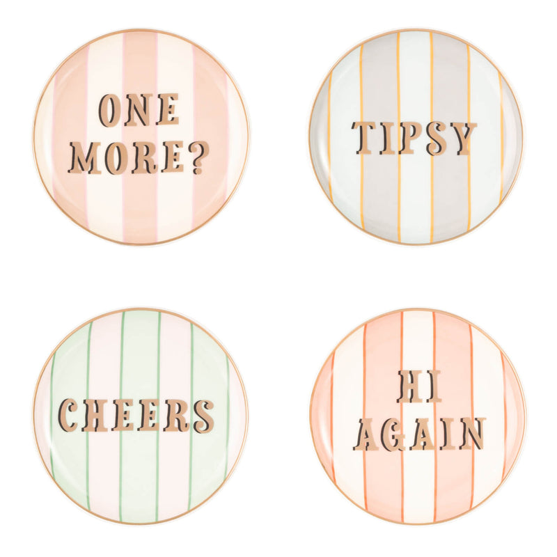 Yvonne Ellen Fine China 4-Piece Coaster Set - Slogan